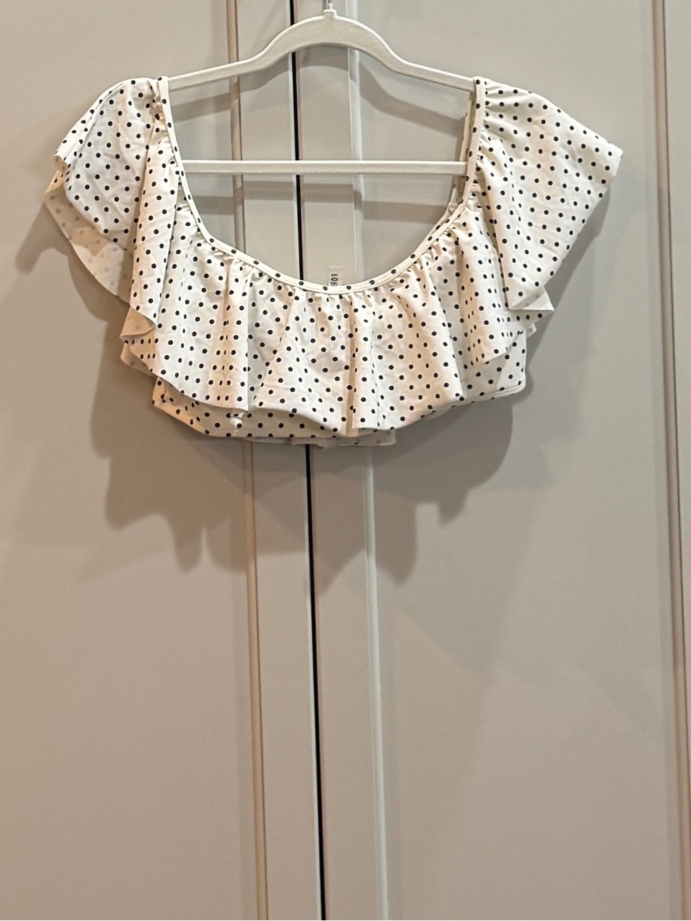Forever 21 White and Black Polka Dot Swim Top